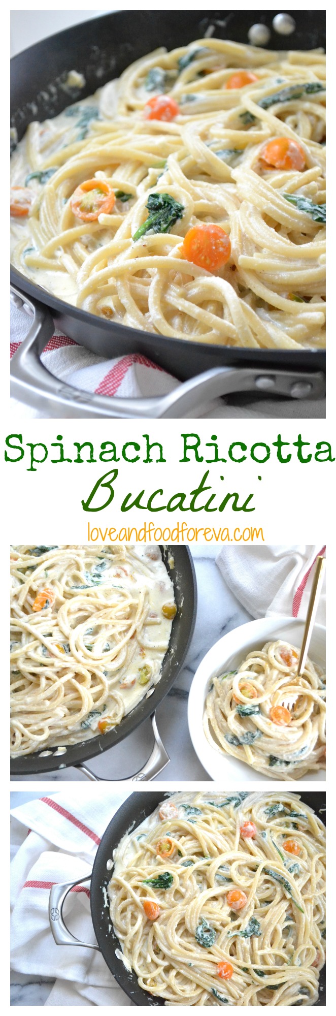 Spinach Ricotta Bucatini - a quick and satisfying dinner everyone will love!