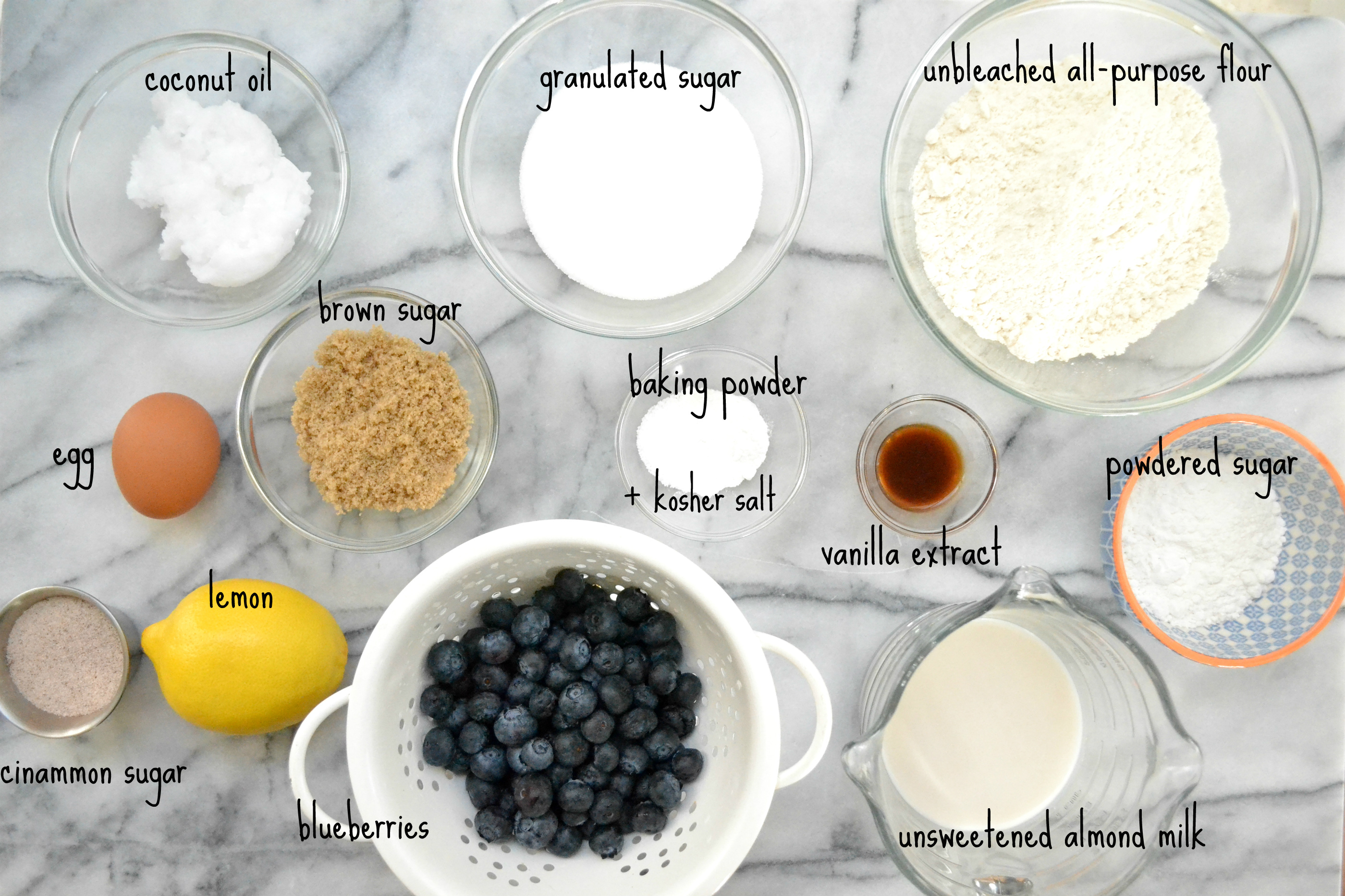 Dairy Free Blueberry Muffin Ingredients