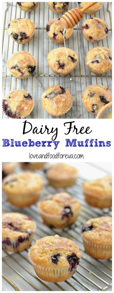 Easy & delicious Dairy Free Blueberry Muffins with Lemon Glaze