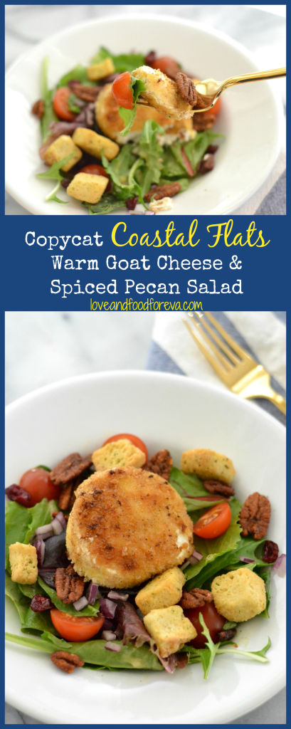 Copycat Warm Goat Cheese & Spiced Pecan Salad from Coastal Flats - simple ingredients, easy to make, and so delicious!