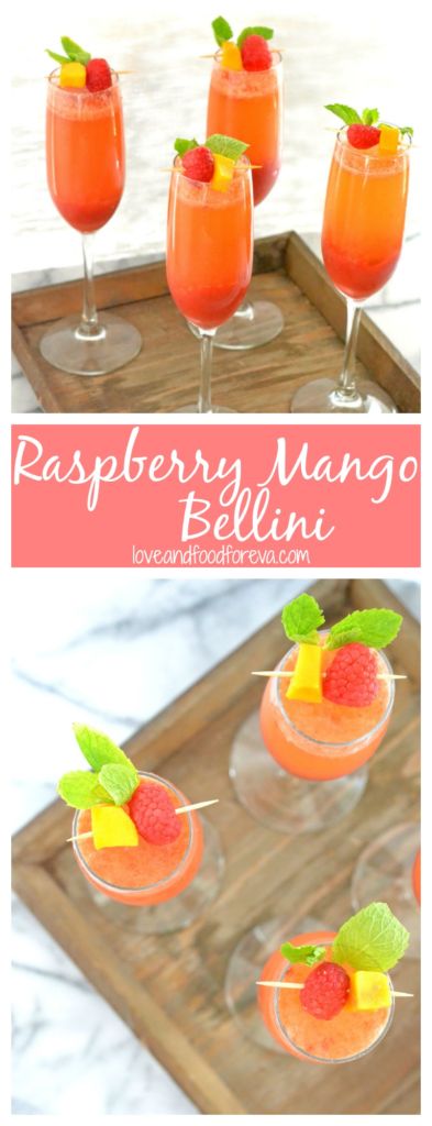 You're 3 ingredients and 5 minutes away from the perfect summer cocktail: Raspberry Mango Bellini!