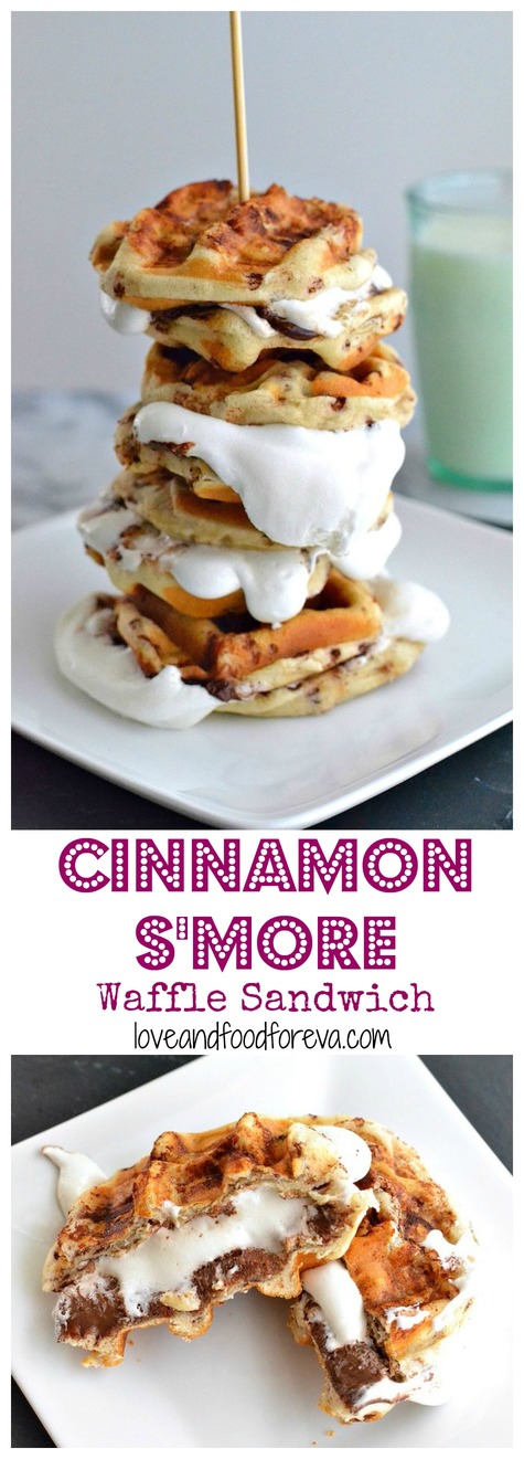 Cinnamon S'more Waffle Sandwiches take dessert to a whole new level! All while being fast and easy!