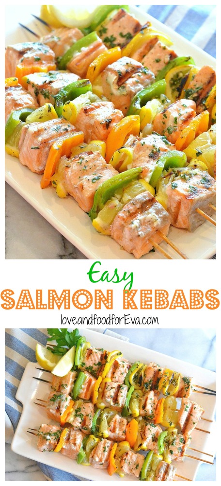 Enjoy warmer temperatures by firing up your grill and making these super Easy Salmon Kebabs - healthy, fast, so delicious!!